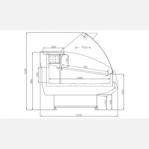 Чертеж холодильной витрины PSU с камерами суточного