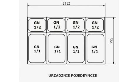 чертеж тепловой витрины VERONA-GRZEWCZA (W-PP-k GRZEWCZA) нагреваемая (+30°C + 60°C) Cold