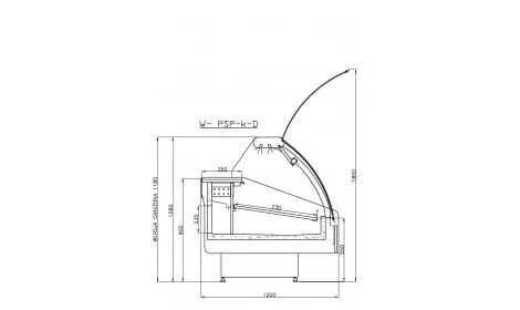 чертеж морозильной витрины MODENA-s-k-D (PSP-k-D)
